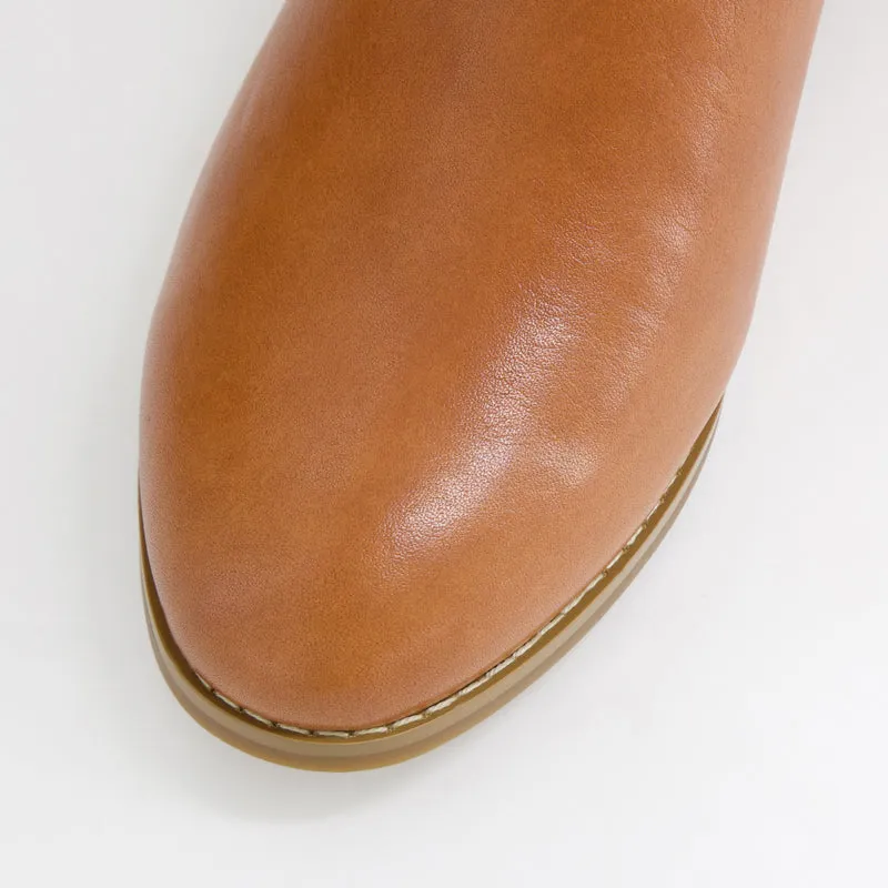 BESSI - DARK RUM LEATHER ANKLE BOOTS