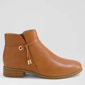 BESSI - DARK RUM LEATHER ANKLE BOOTS