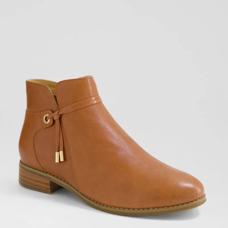 BESSI - DARK RUM LEATHER ANKLE BOOTS