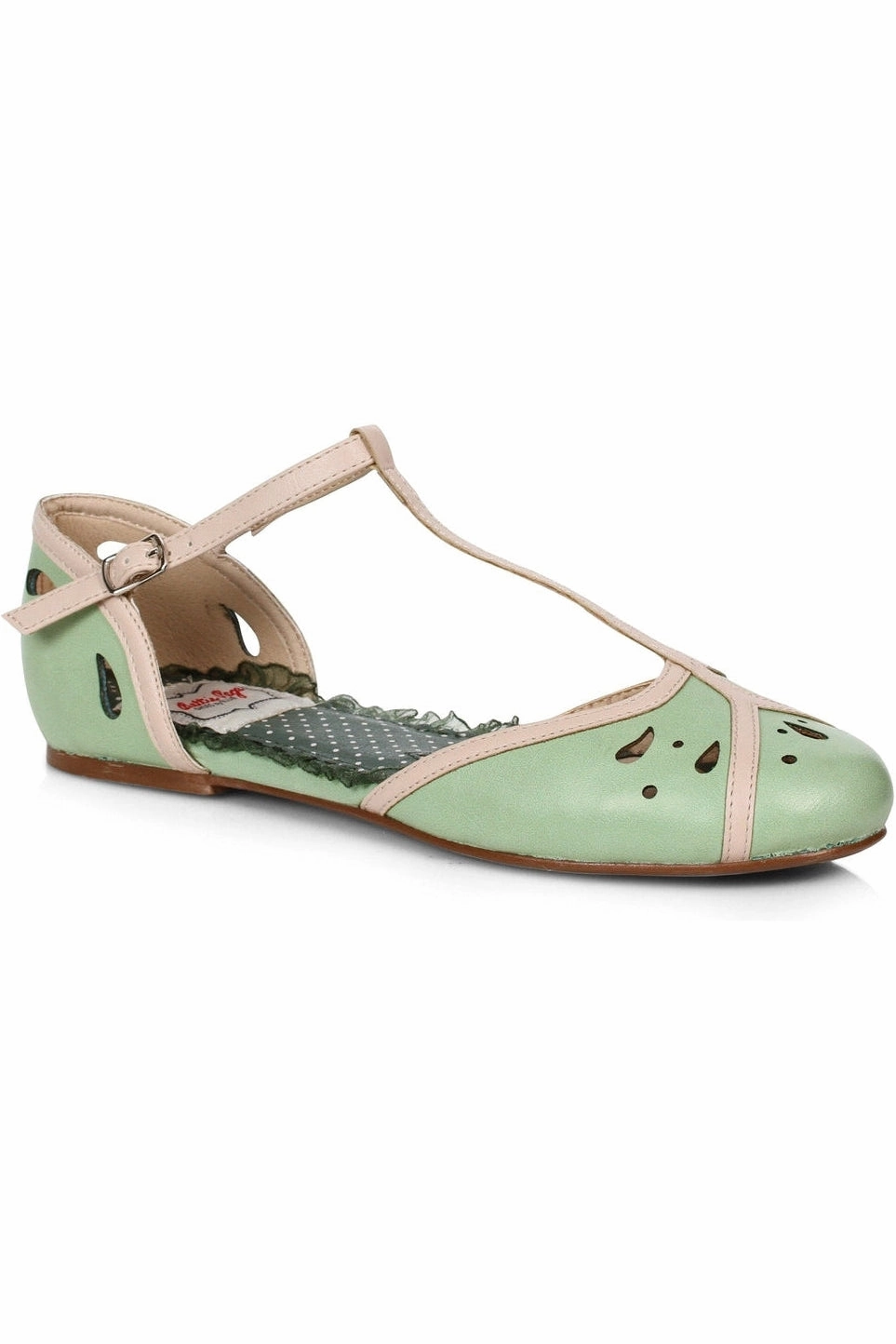 Bettie Page Katie Flat | Green Faux Leather