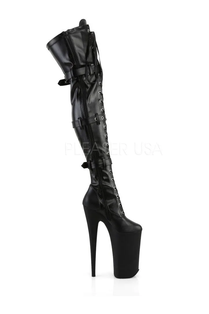 BEYOND-3028 Platform Boot  | Black Faux Leather