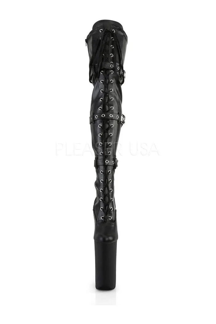 BEYOND-3028 Platform Boot  | Black Faux Leather