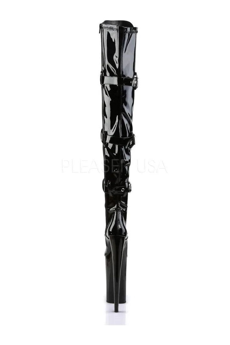 BEYOND-3028 Platform Boot  | Black Patent
