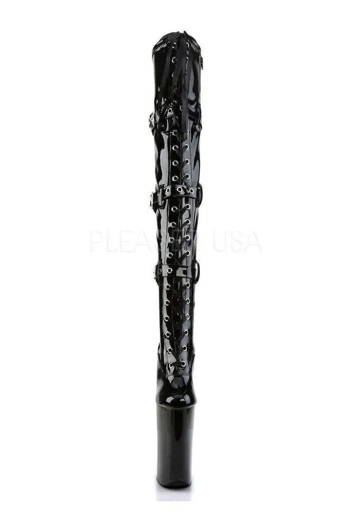 BEYOND-3028 Platform Boot  | Black Patent