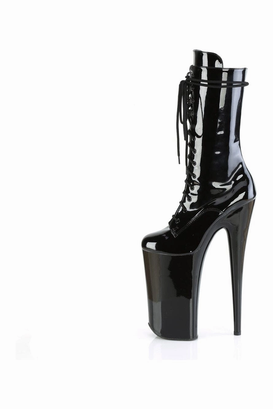 BEYOND-1050 Black Patent Knee Boot