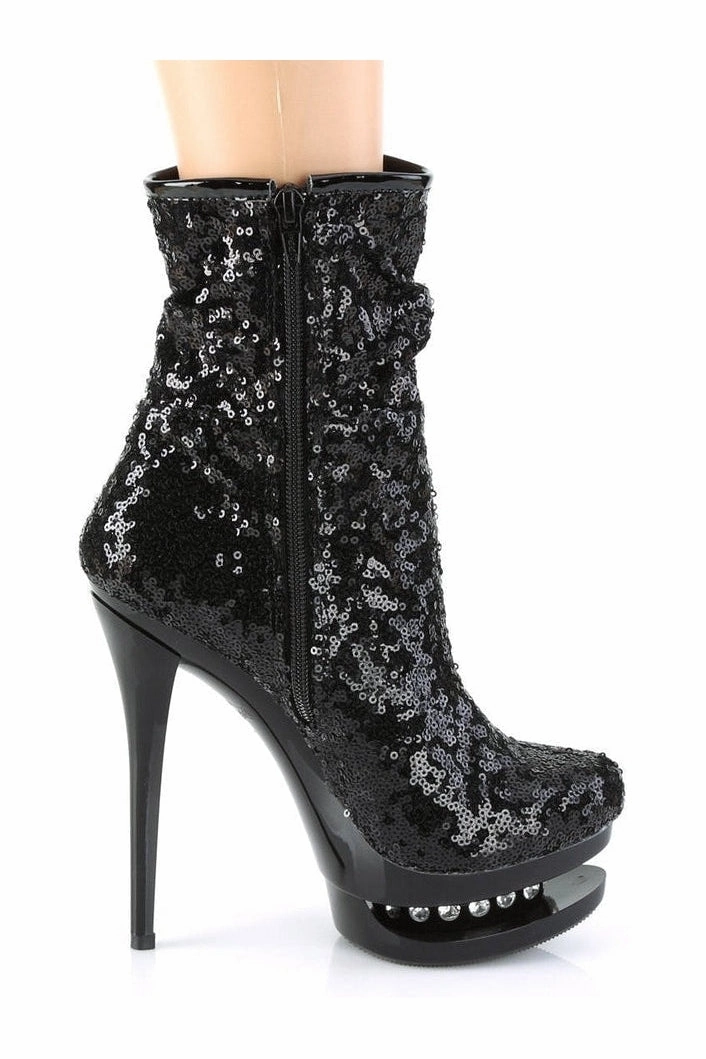 BLONDIE-R-1009 Exotic Boot | Black Sequins