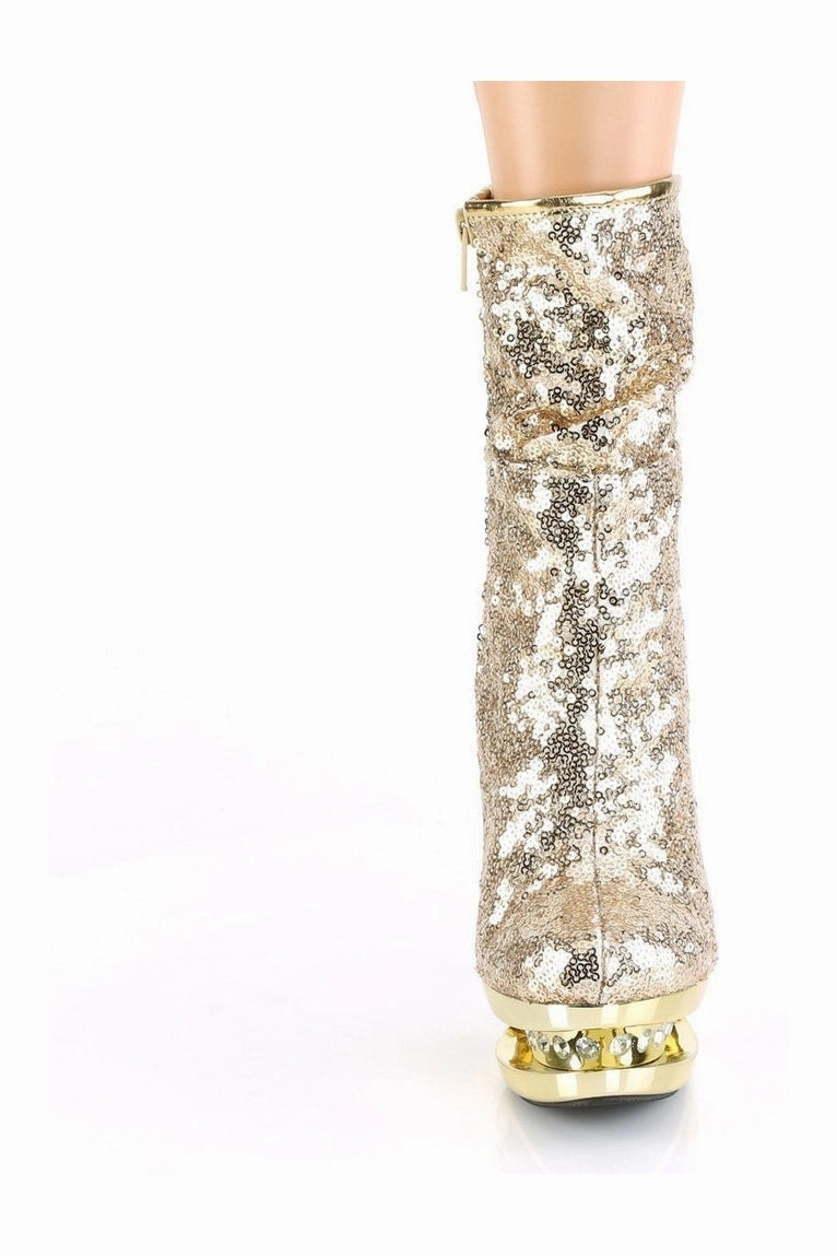 BLONDIE-R-1009 Exotic Boot | Gold Sequins