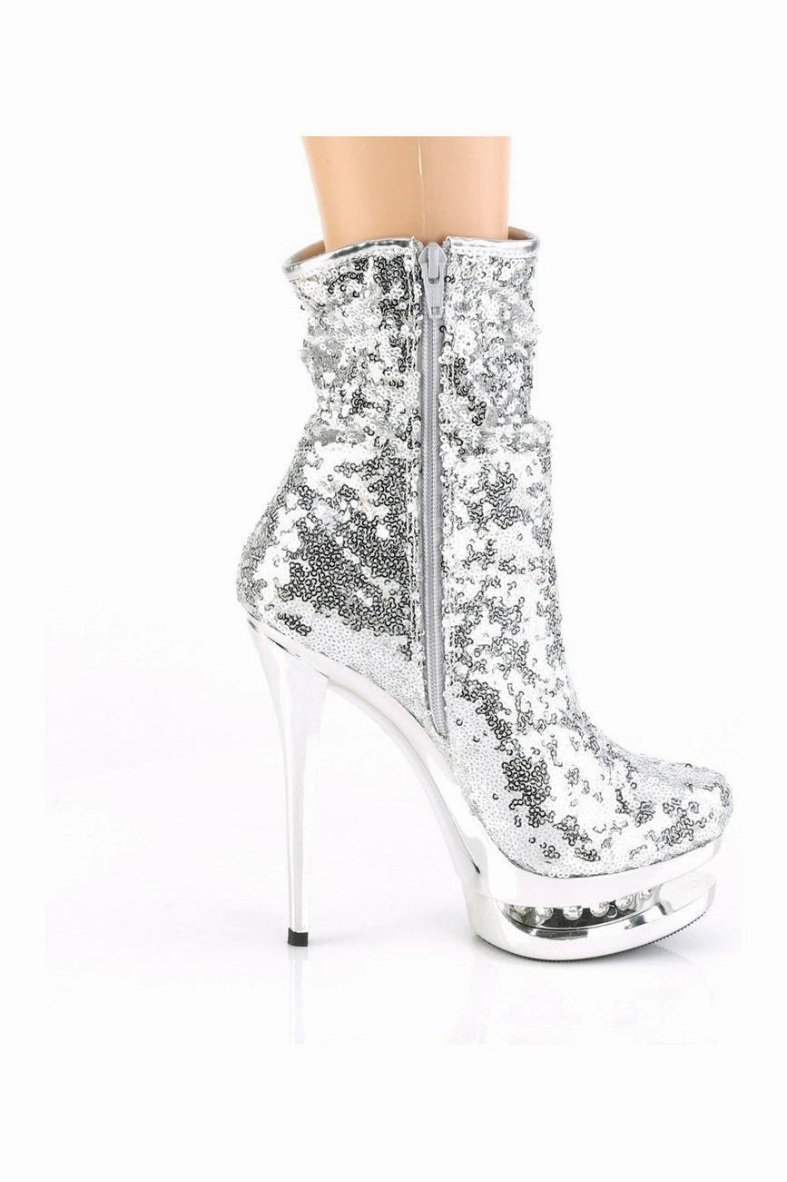 BLONDIE-R-1009 Exotic Boot | Silver Sequins