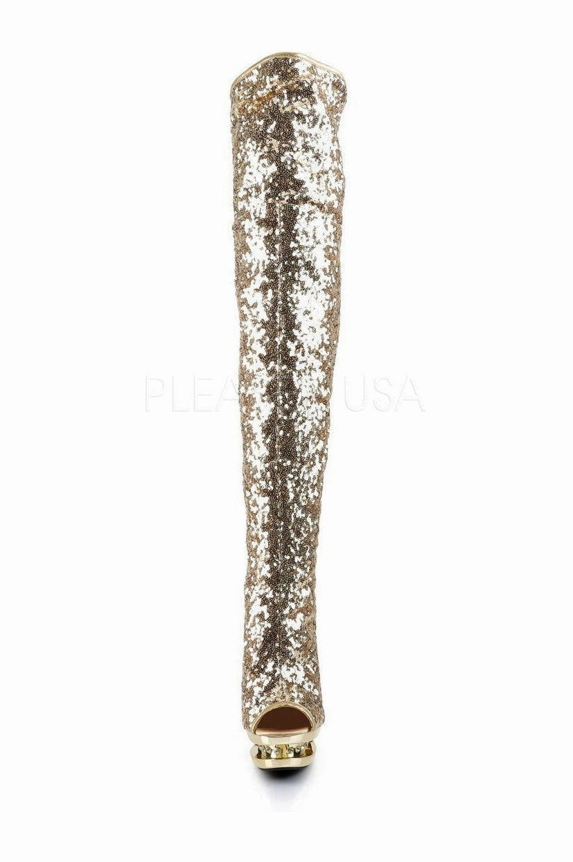 BLONDIE-R-3011 Platform Boot  | Gold Sequins