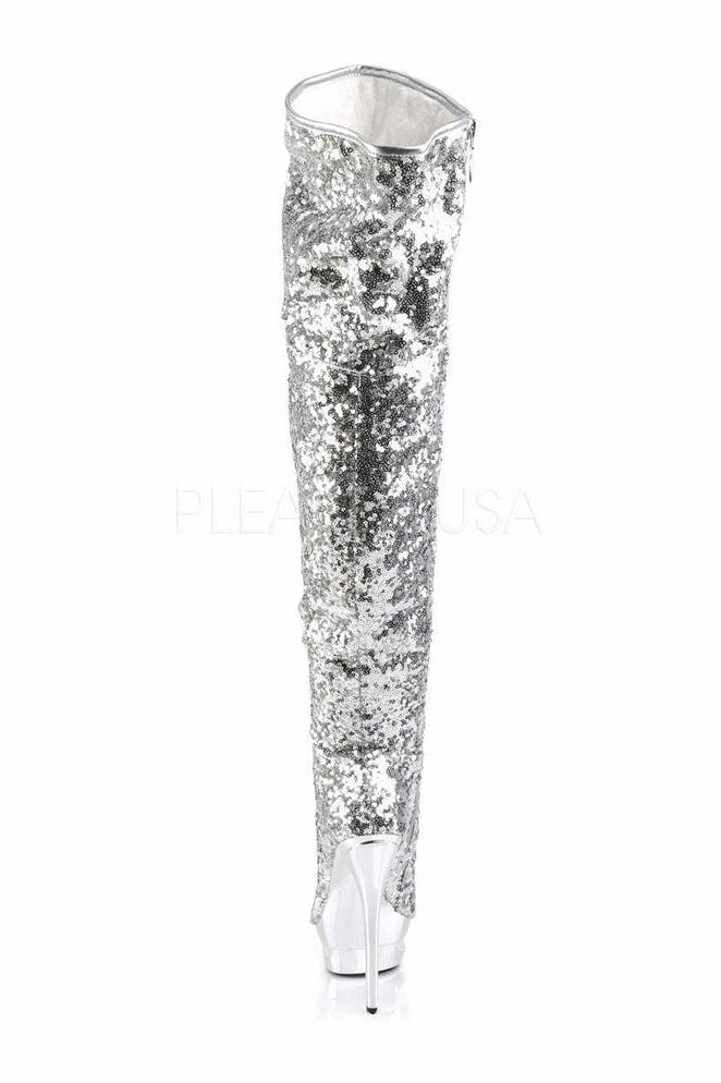 BLONDIE-R-3011 Platform Boot  | Silver Sequins