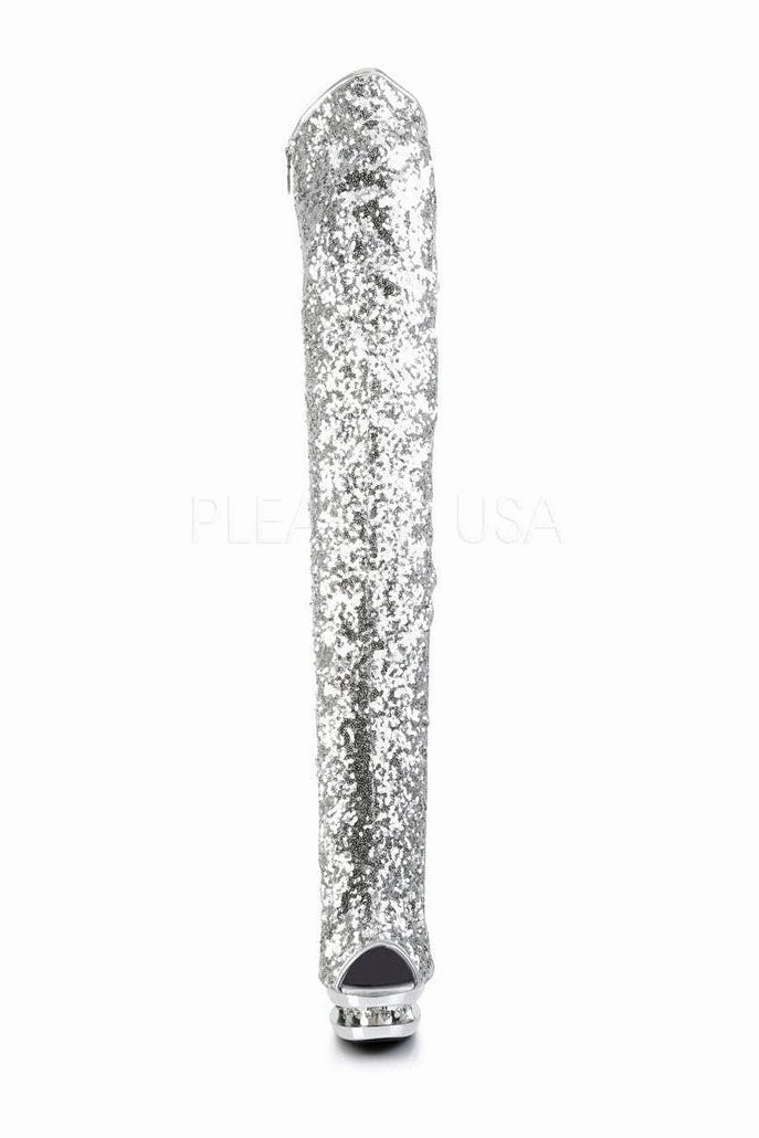 BLONDIE-R-3011 Platform Boot  | Silver Sequins