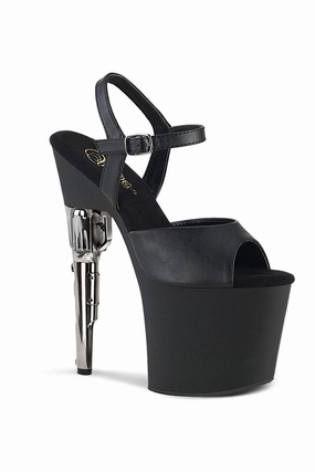 BONDGIRL-709 Exotic Sandal | Black Faux Leather
