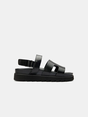 Brazil Women's Vegan Leather Ankle Strap Sandals | Black