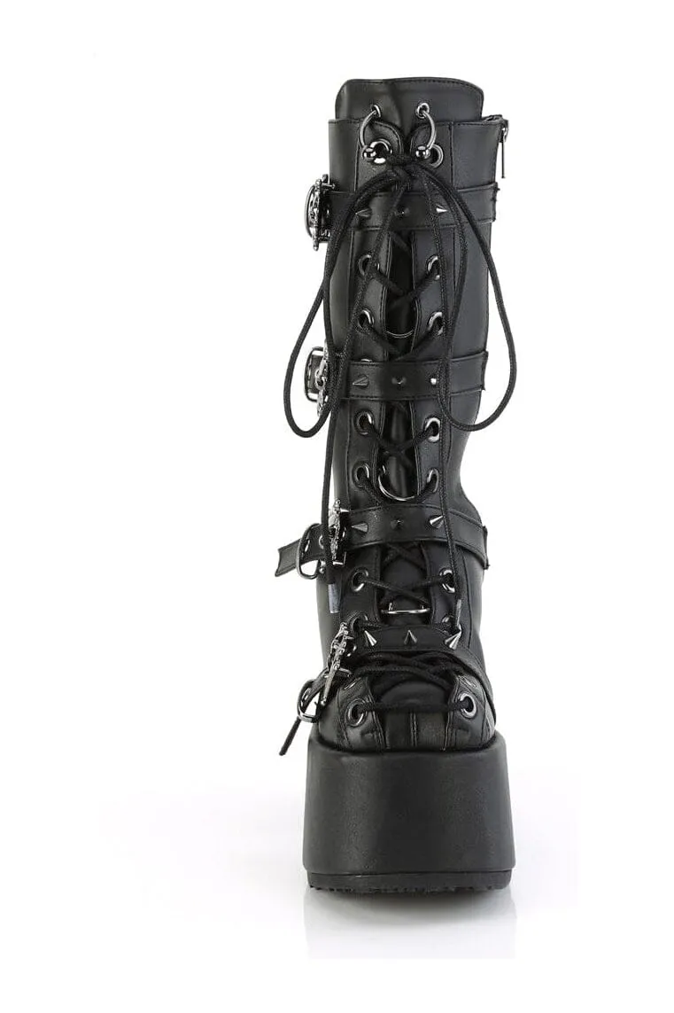 CAMEL-115 Black Vegan Leather Knee Boot