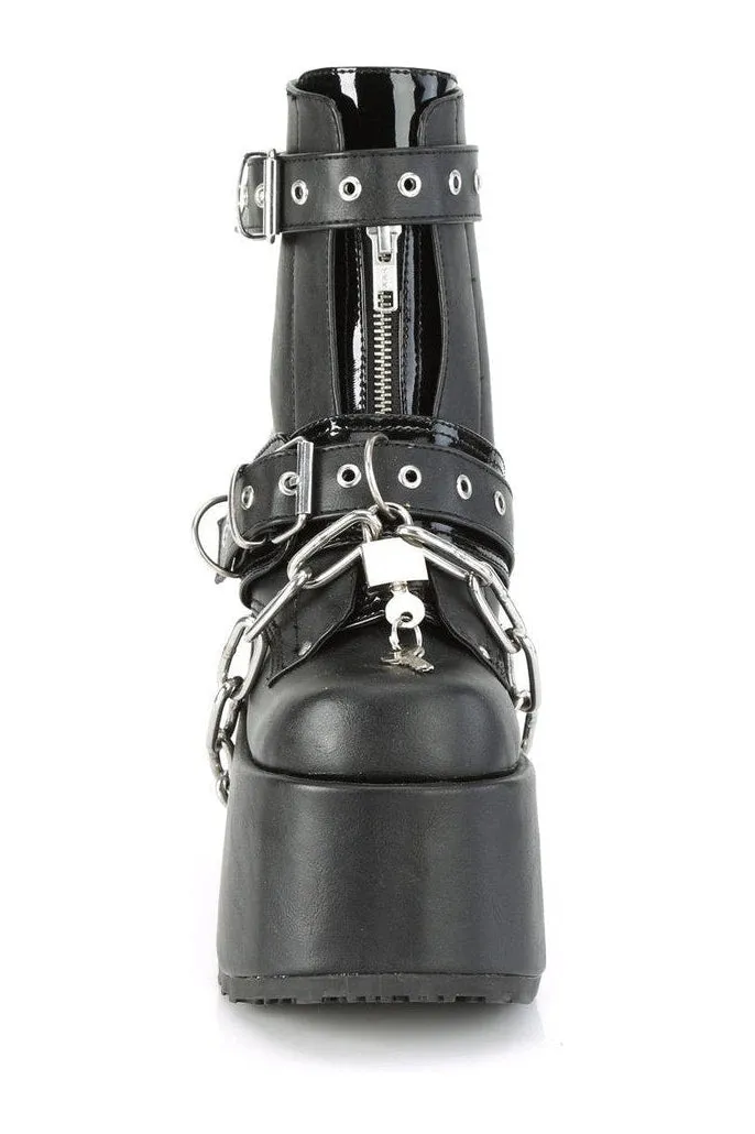 CAMEL-205 Ankle Boot | Black Faux Leather