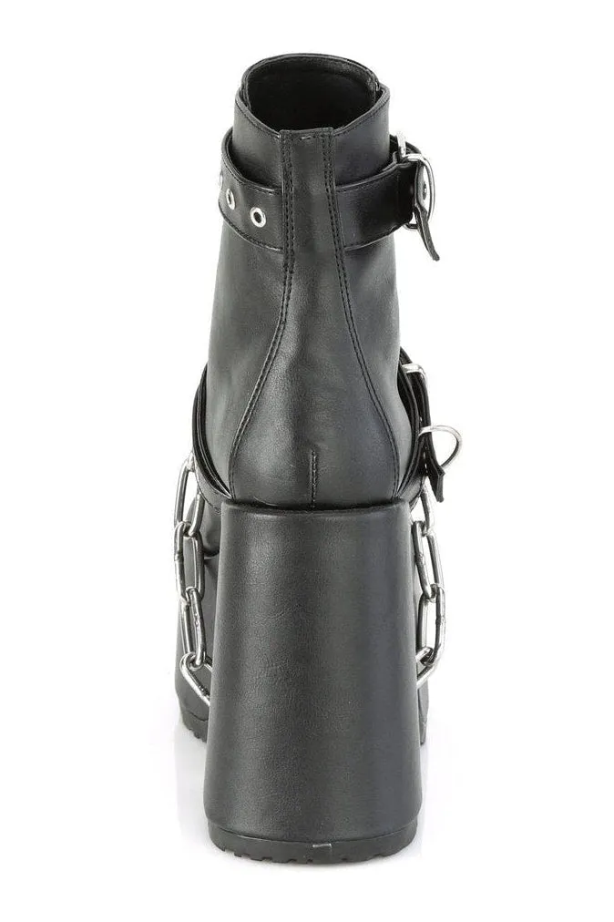 CAMEL-205 Ankle Boot | Black Faux Leather