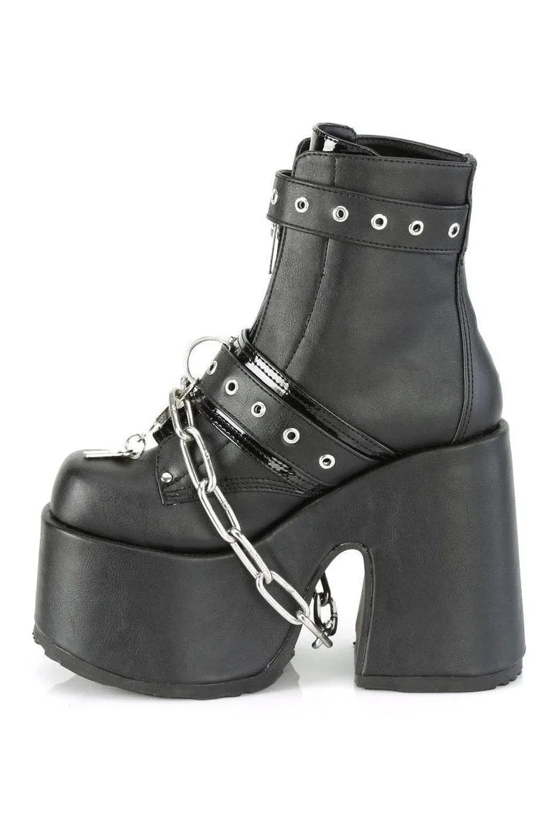 CAMEL-205 Ankle Boot | Black Faux Leather