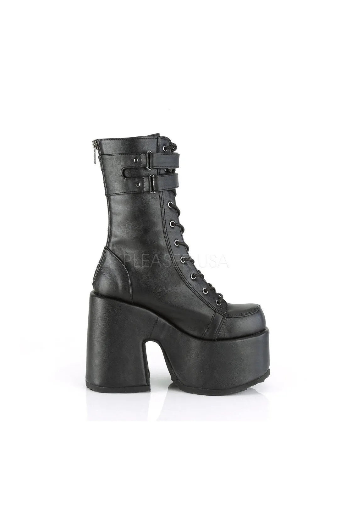 CAMEL-250 Demonia Ankle Boot | Black Faux Leather