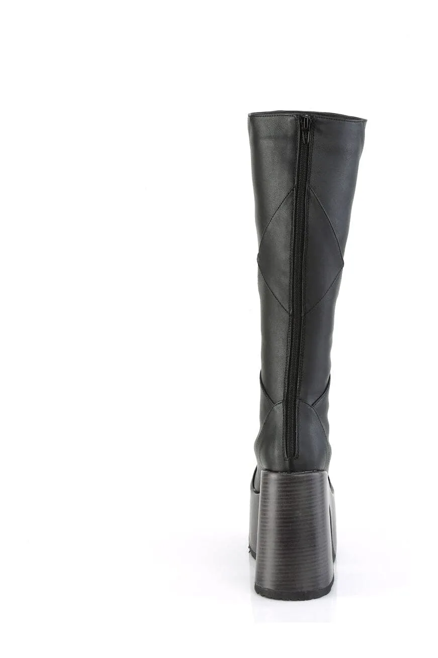 CAMEL-280 Black Vegan Leather Knee Boot