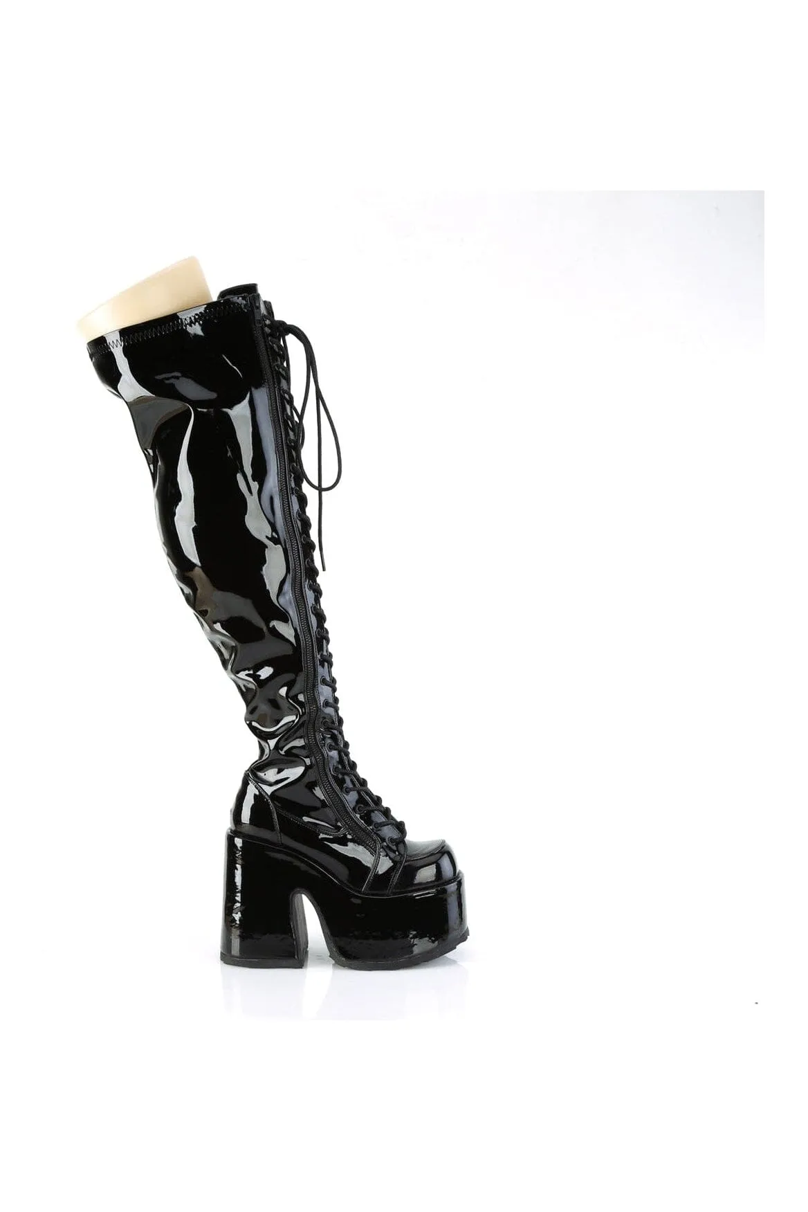 CAMEL-300WC Black Patent Thigh Boot