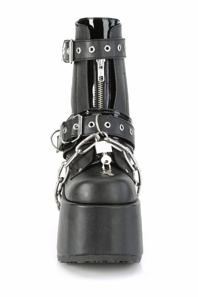 CAMEL-205 Ankle Boot | Black Faux Leather