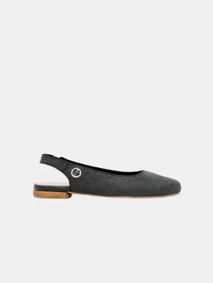 Cannes Piatex Vegan Leather Sling Back Flats | Charcoal