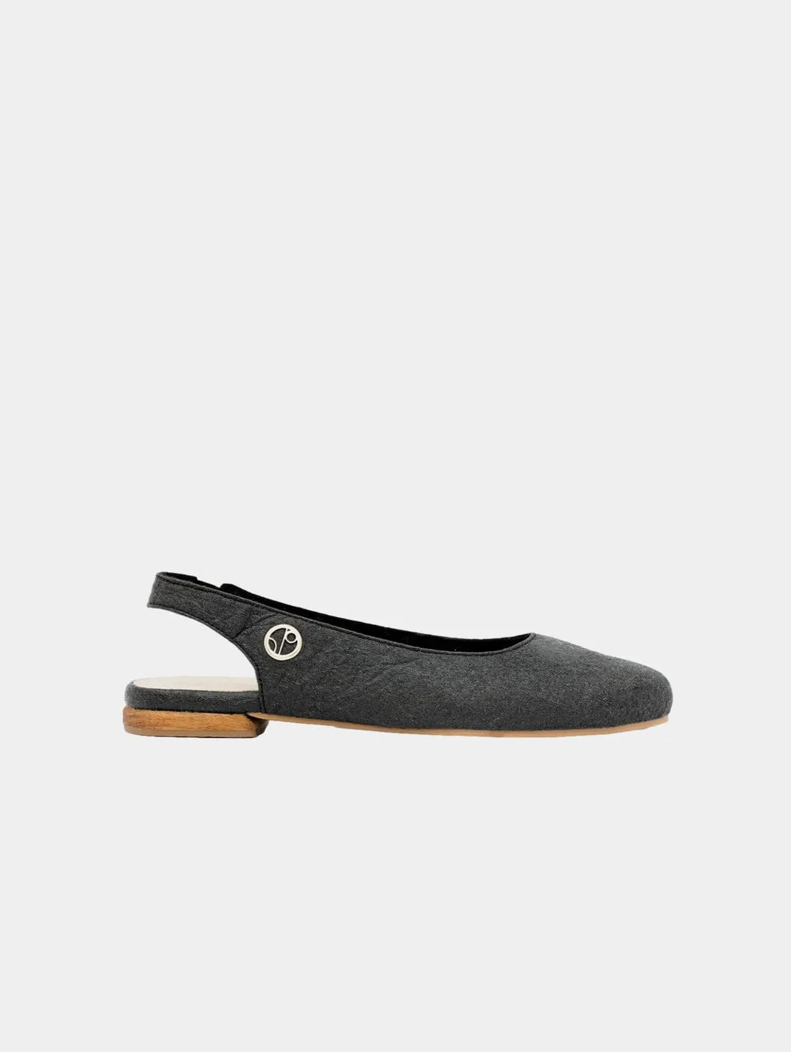 Cannes Piatex Vegan Leather Sling Back Flats | Charcoal