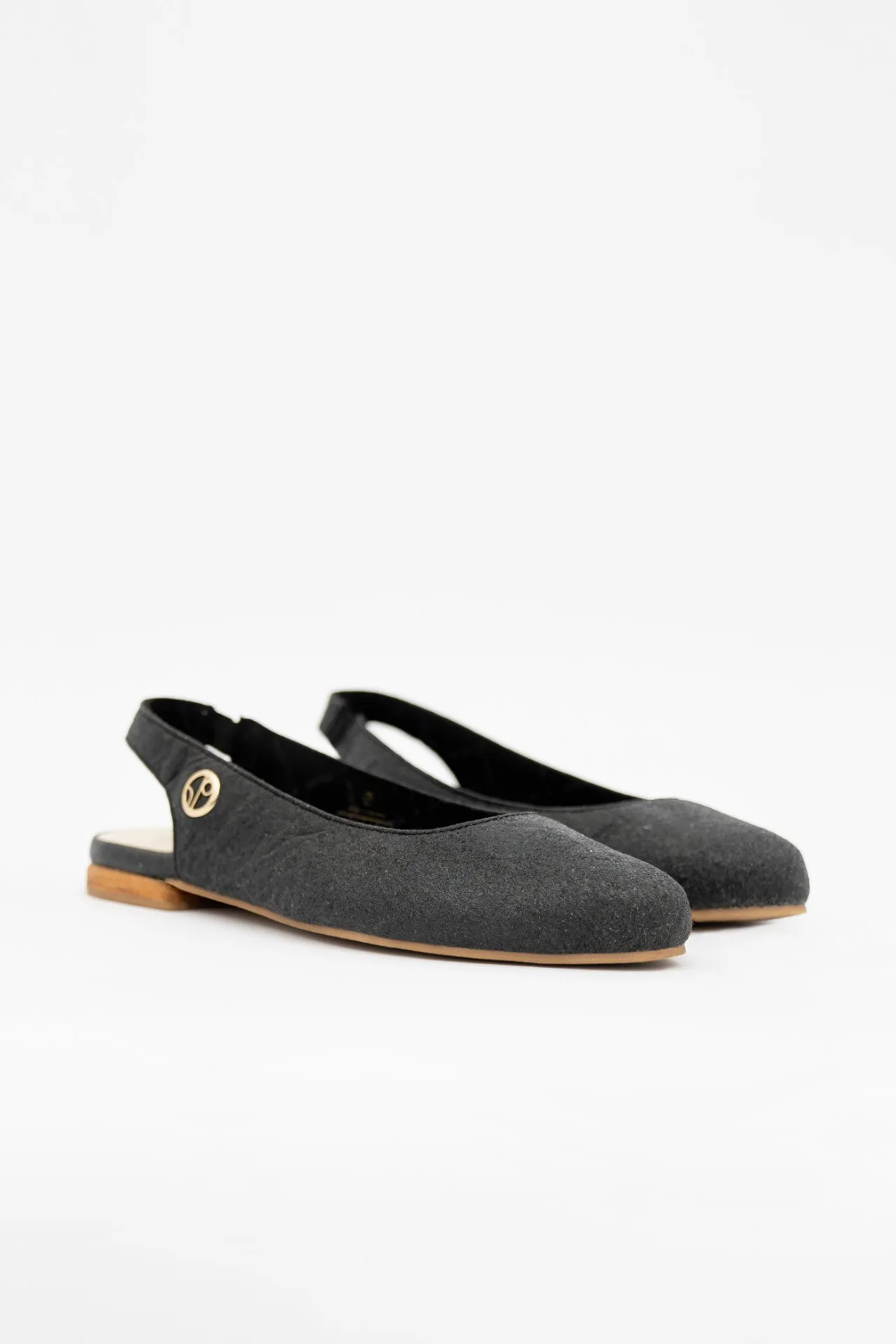 Cannes Piatex Vegan Leather Sling Back Flats | Charcoal