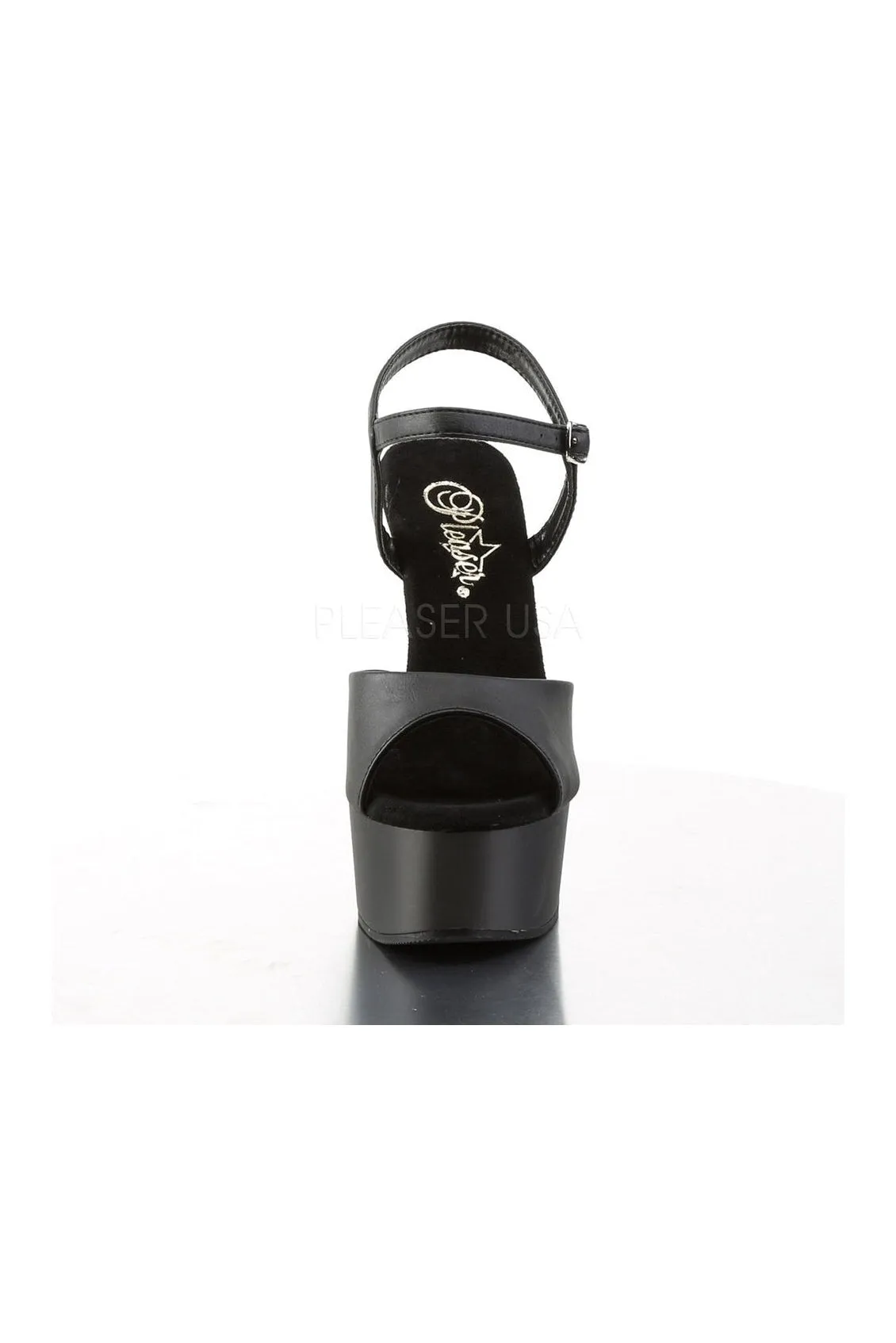CAPTIVA-609 Platform Slide  | Black Faux Leather