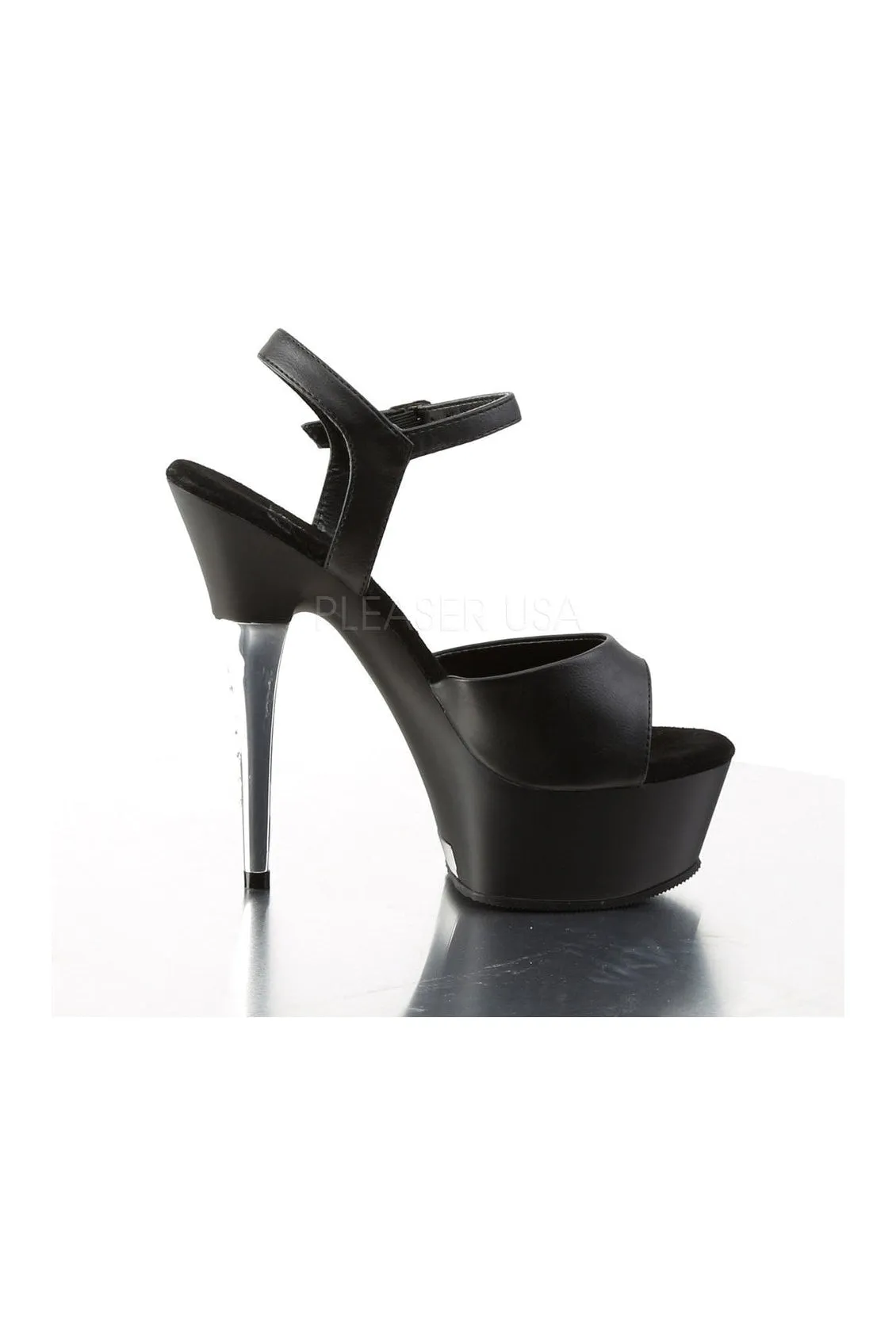 CAPTIVA-609 Platform Slide  | Black Faux Leather