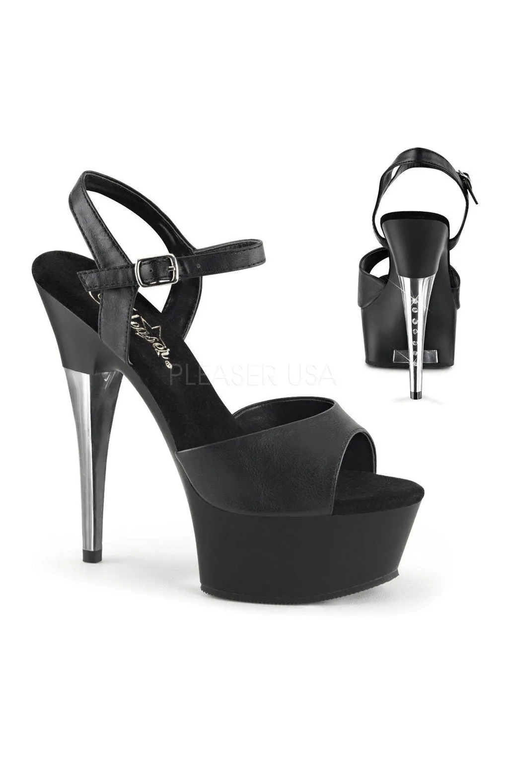 CAPTIVA-609 Platform Slide  | Black Faux Leather