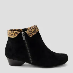 CATHAL XW - BLACK-TAN LEOPARD SUEDE ANKLE BOOTS