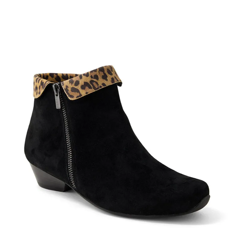 CATHAL XW - BLACK-TAN LEOPARD SUEDE ANKLE BOOTS