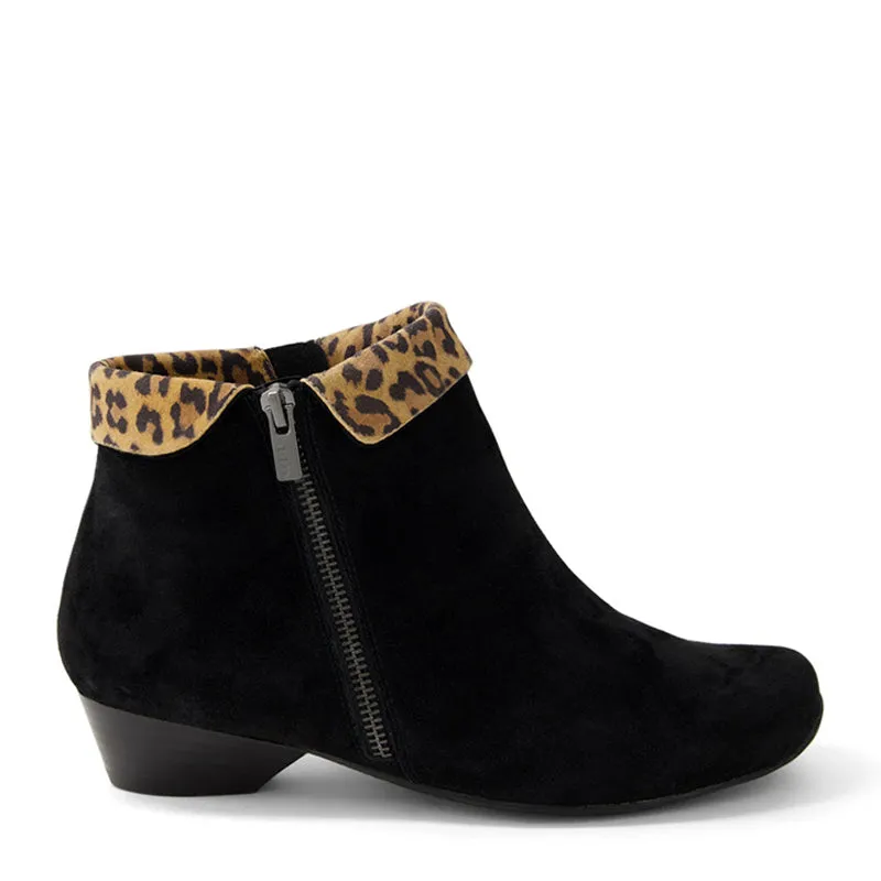 CATHAL XW - BLACK-TAN LEOPARD SUEDE ANKLE BOOTS