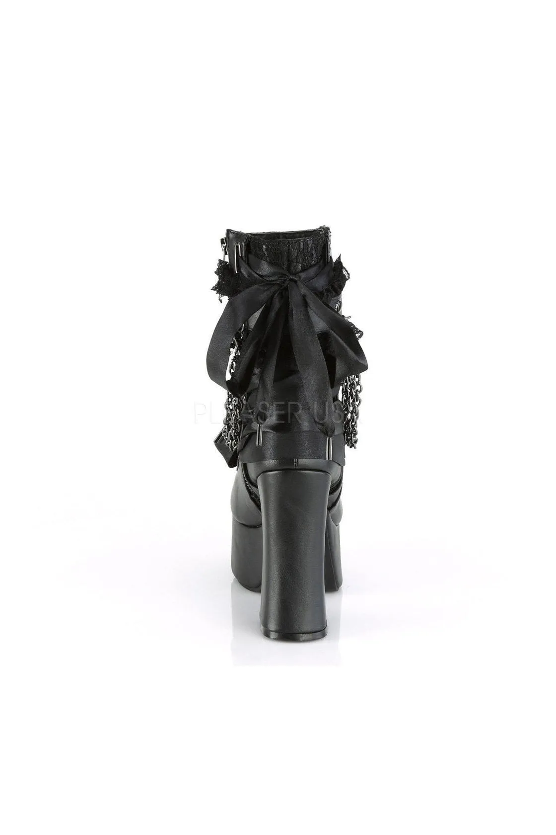 CHARADE-110 Demonia Ankle Boot | Black Faux Leather