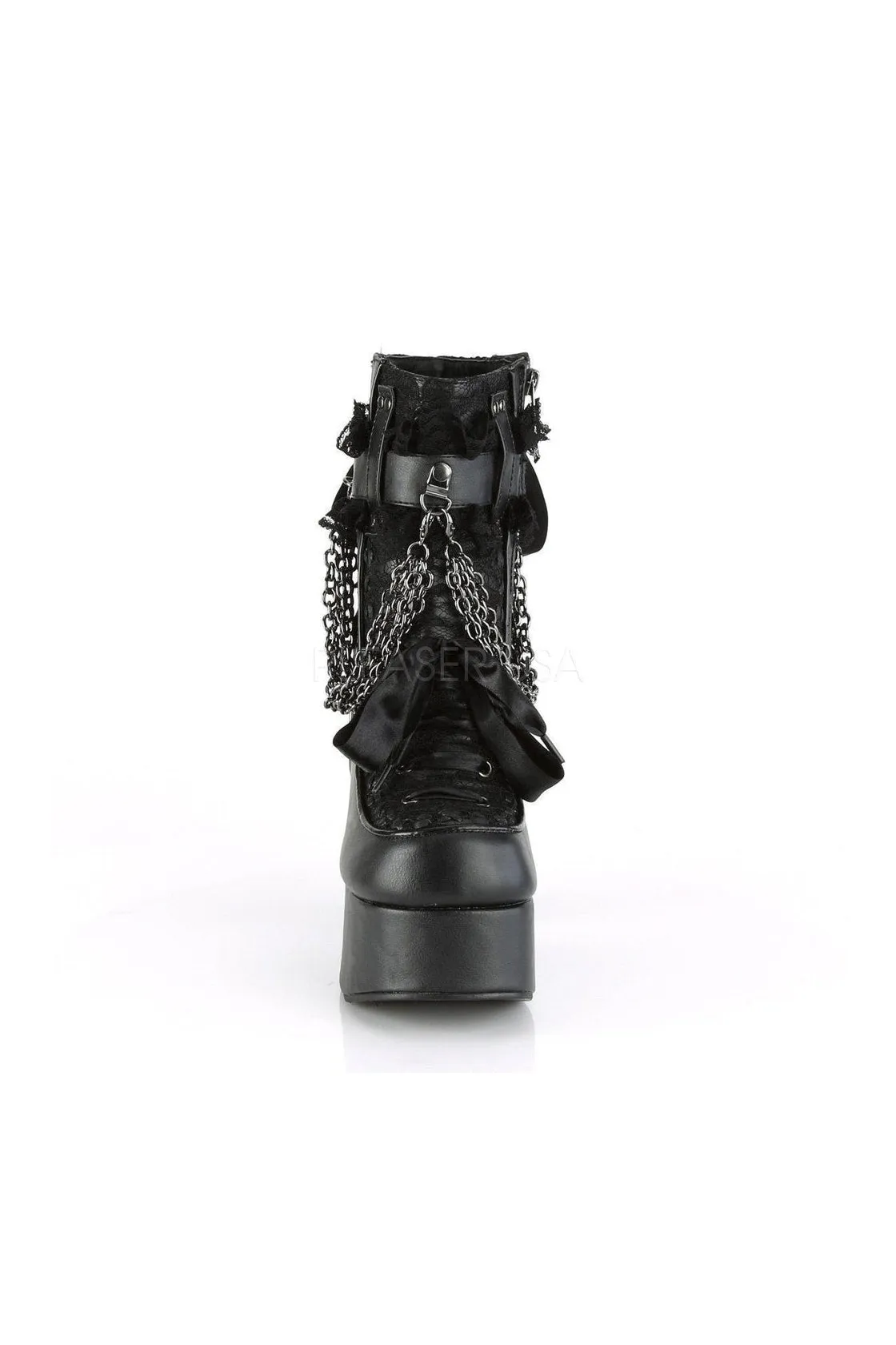CHARADE-110 Demonia Ankle Boot | Black Faux Leather