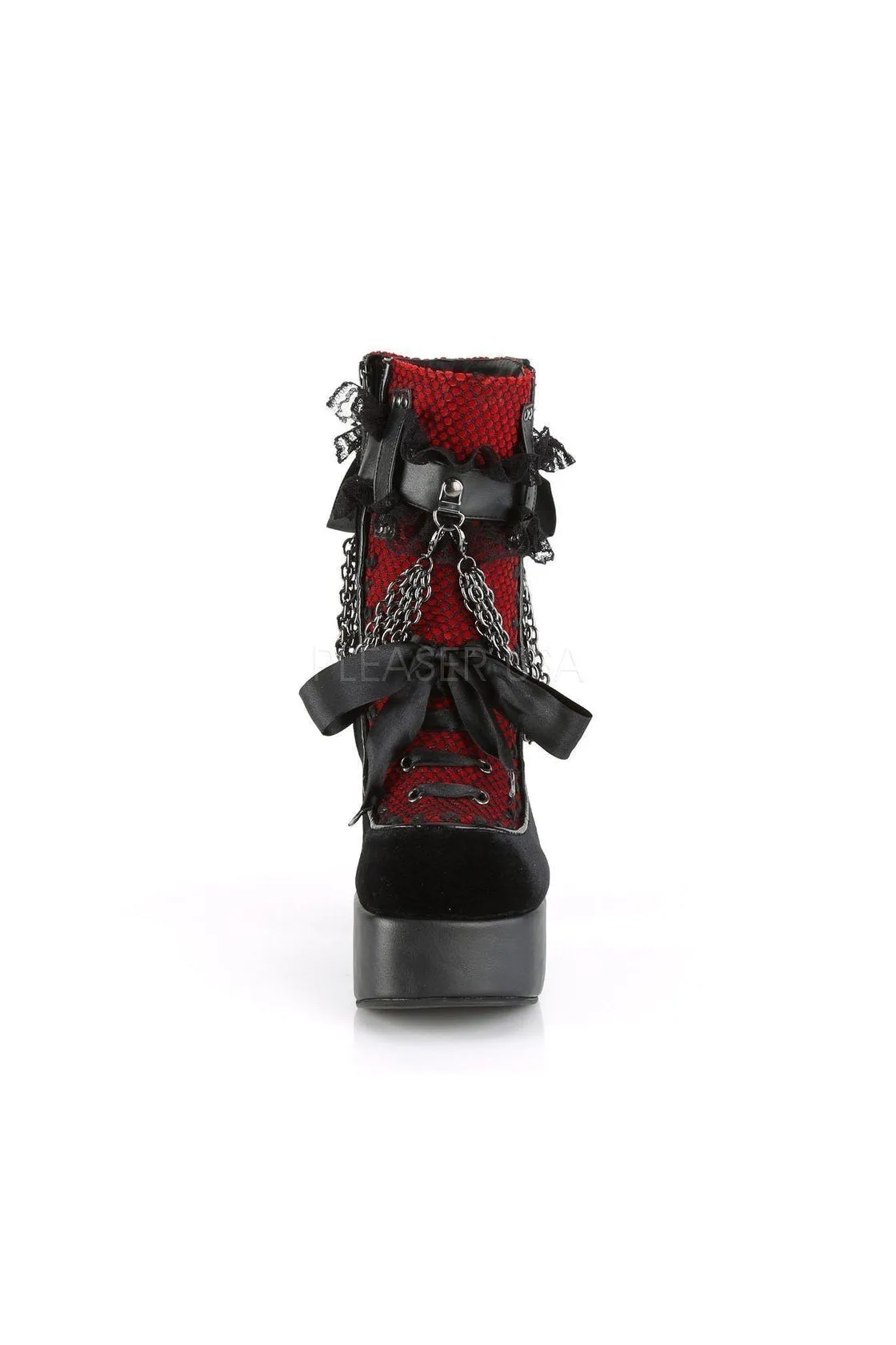 CHARADE-110 Demonia Ankle Boots | Black Faux Leather