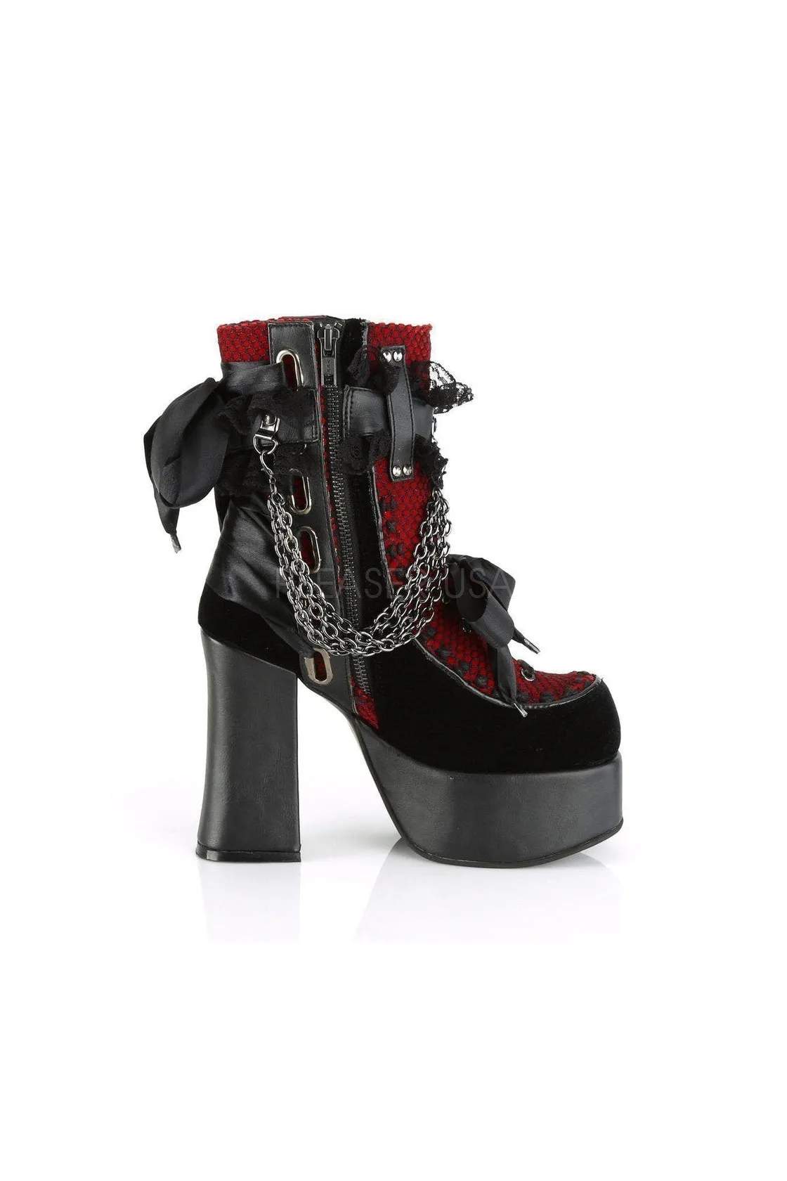 CHARADE-110 Demonia Ankle Boots | Black Faux Leather