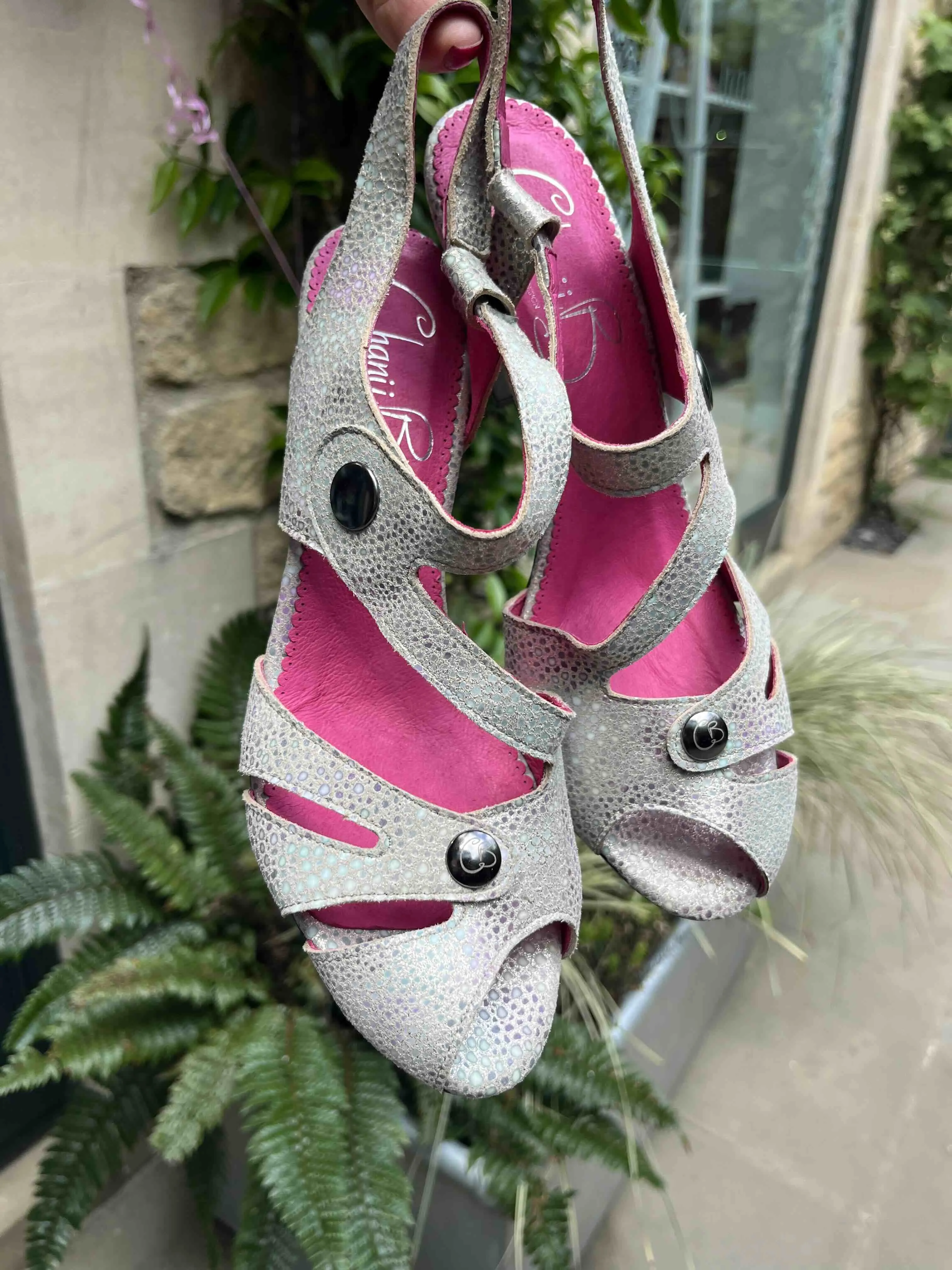 Chardonnay - Gold Print open toe shoe- LAST PAIRS 40 AND 41