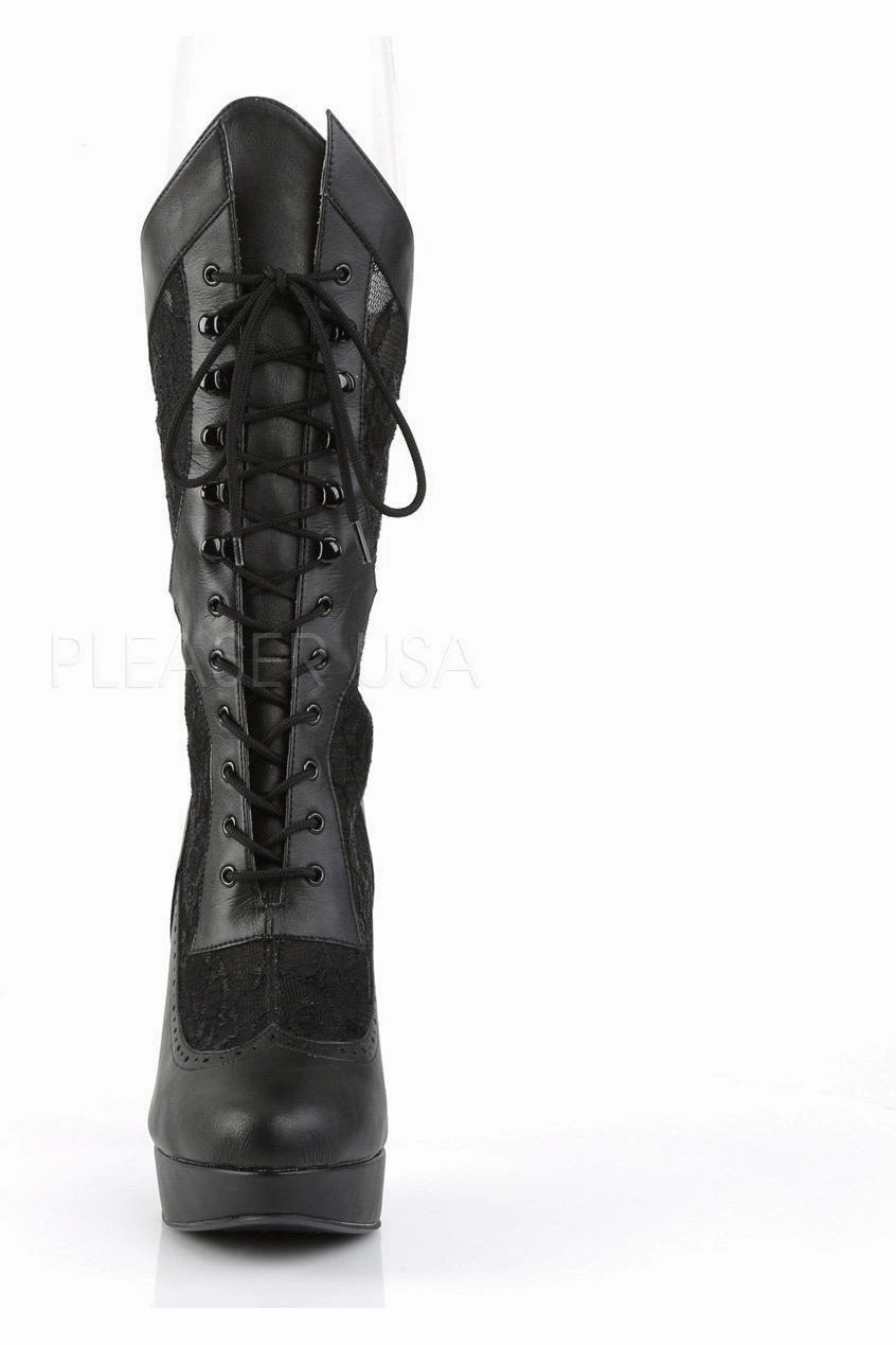 CHLOE-115 Knee Boot  | Black Faux Leather
