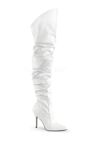 CLASSIQUE-3011 Thigh Boot  | White Faux Leather