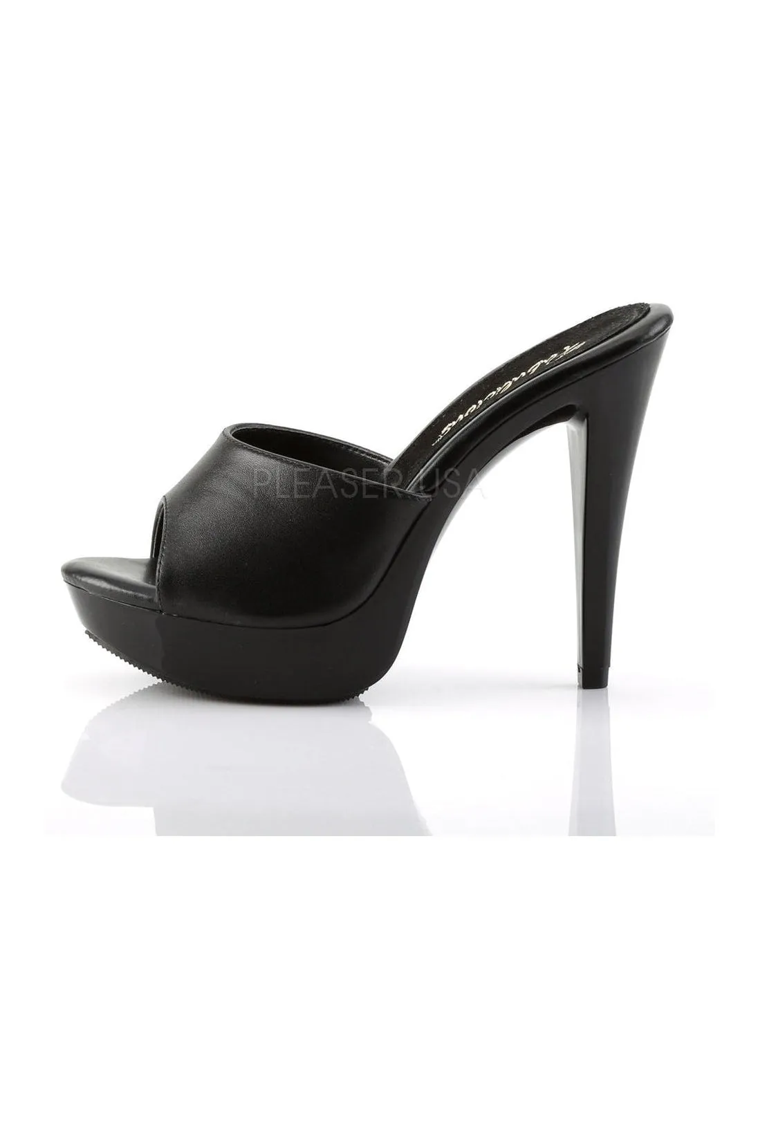COCKTAIL-501L Platform Slide | Black Genuine Leather