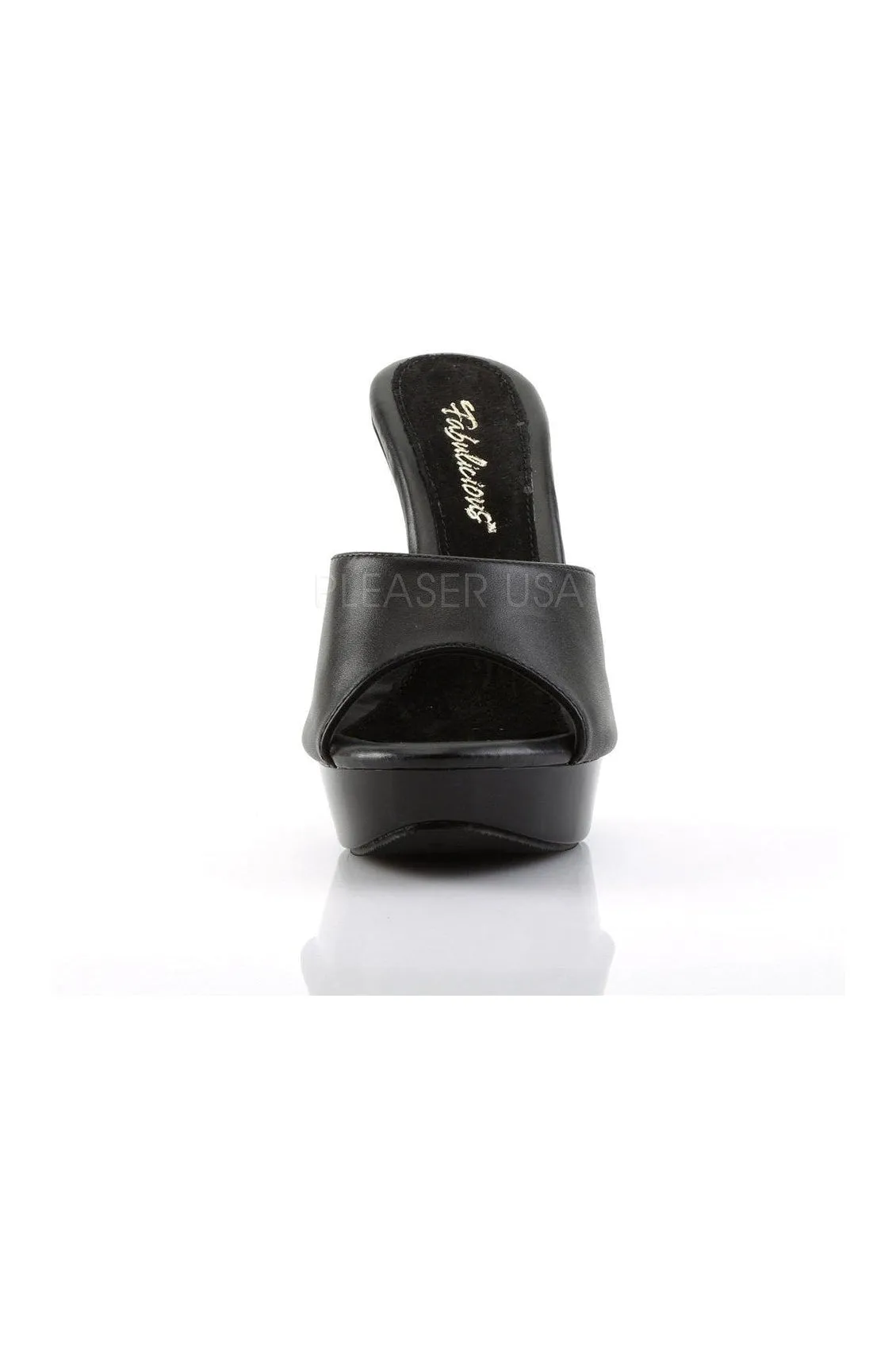 COCKTAIL-501L Platform Slide | Black Genuine Leather