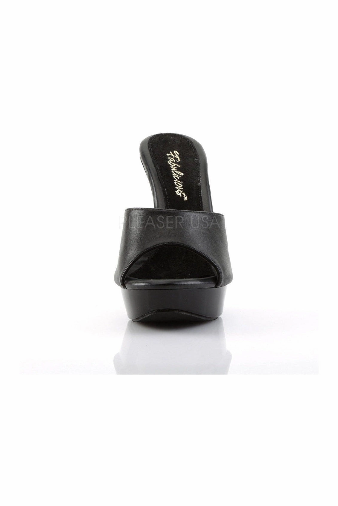 COCKTAIL-501L Platform Slide | Black Genuine Leather