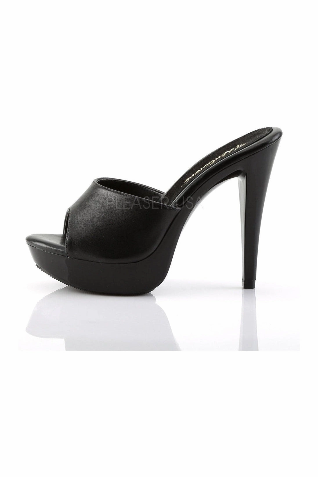COCKTAIL-501L Platform Slide | Black Genuine Leather