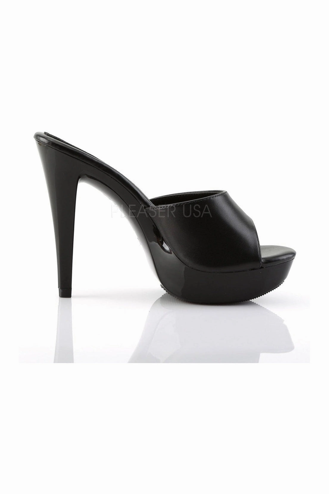 COCKTAIL-501L Platform Slide | Black Genuine Leather