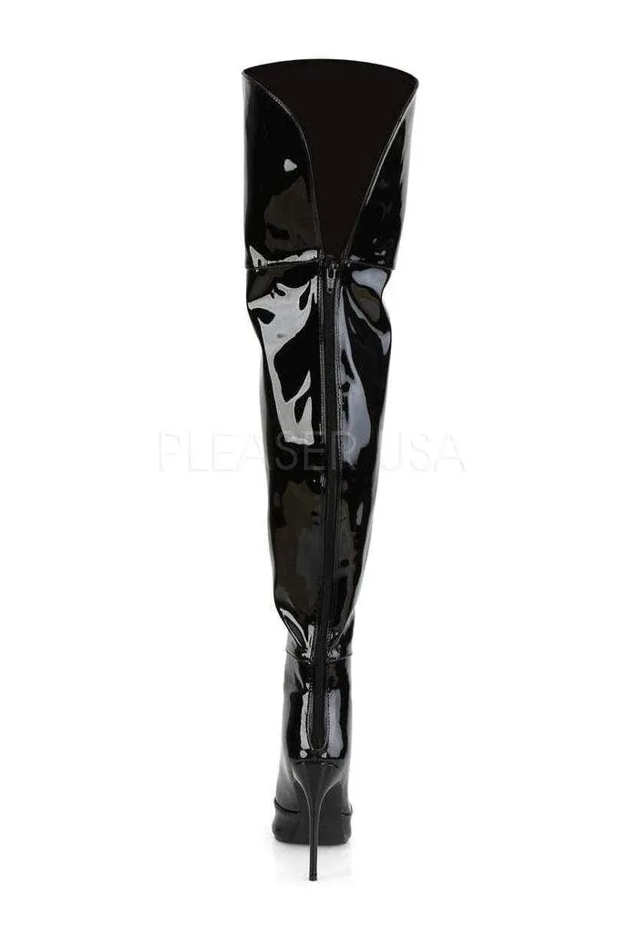 COURTLY-3012 Thigh Boot | Black Patent