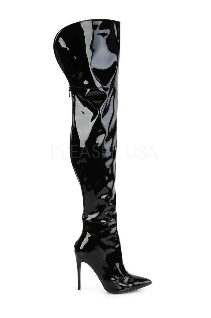 COURTLY-3012 Thigh Boot | Black Patent