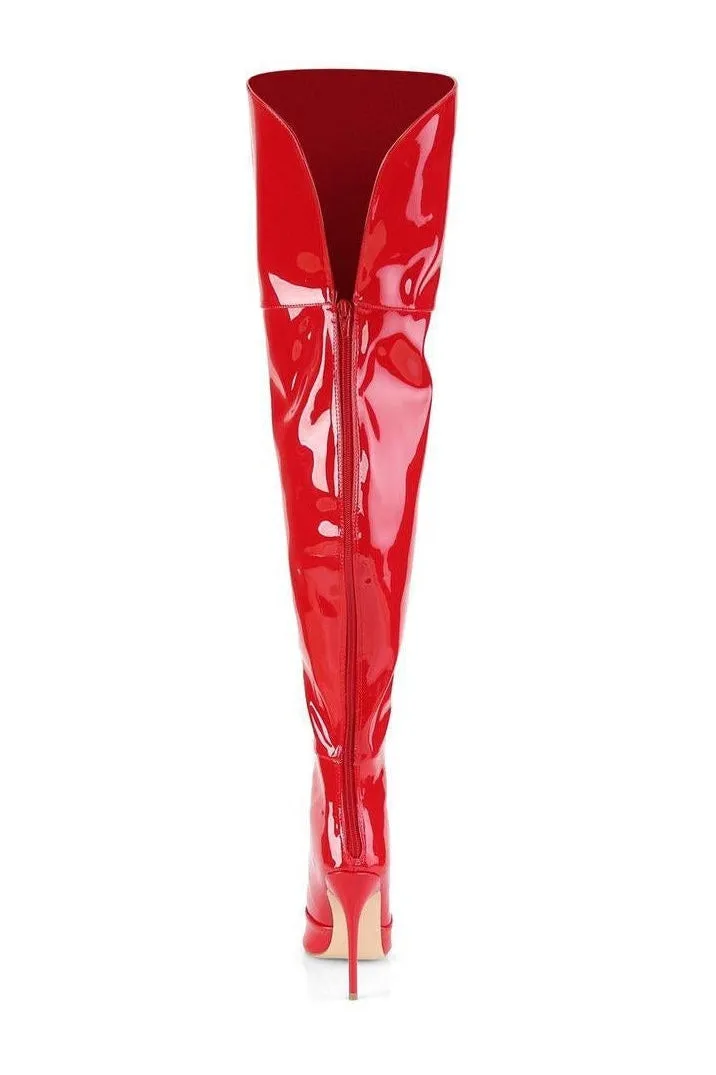 COURTLY-3012 Thigh Boot | Red  Patent