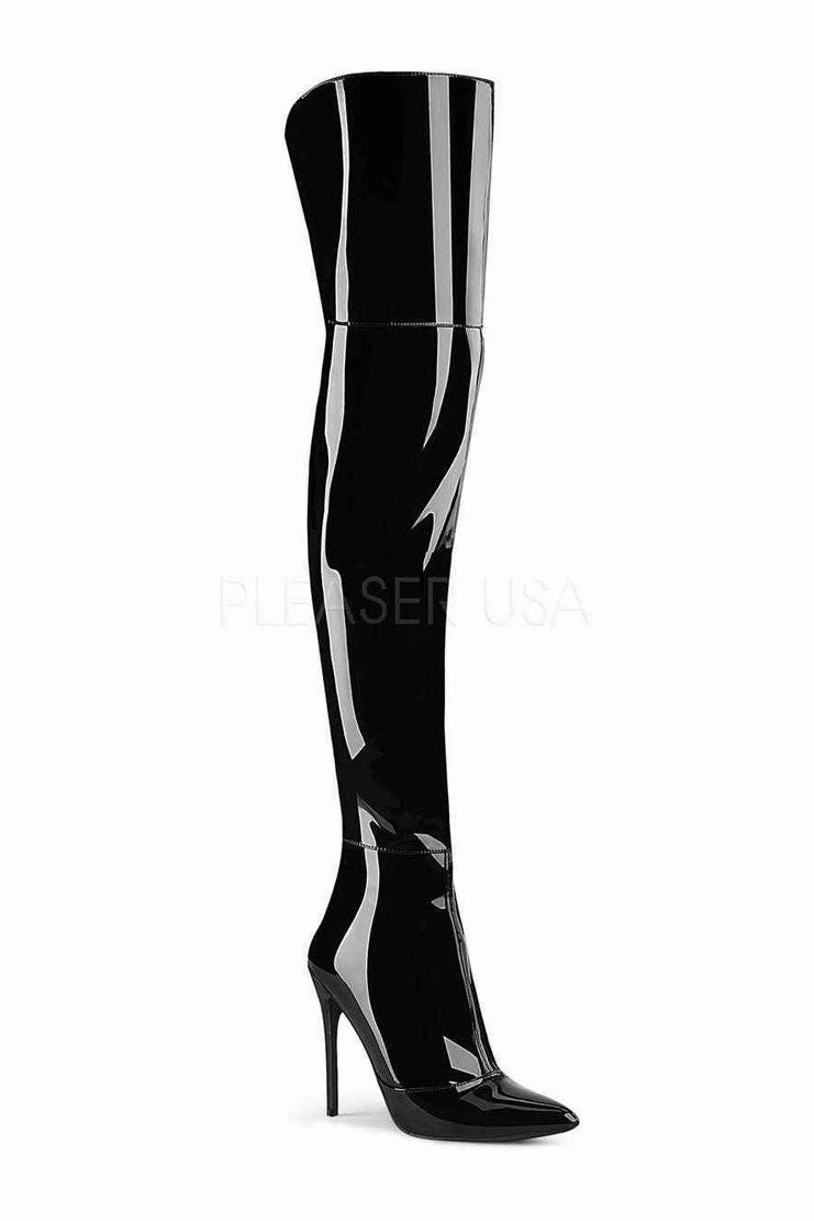 COURTLY-3012 Thigh Boot | Black Patent